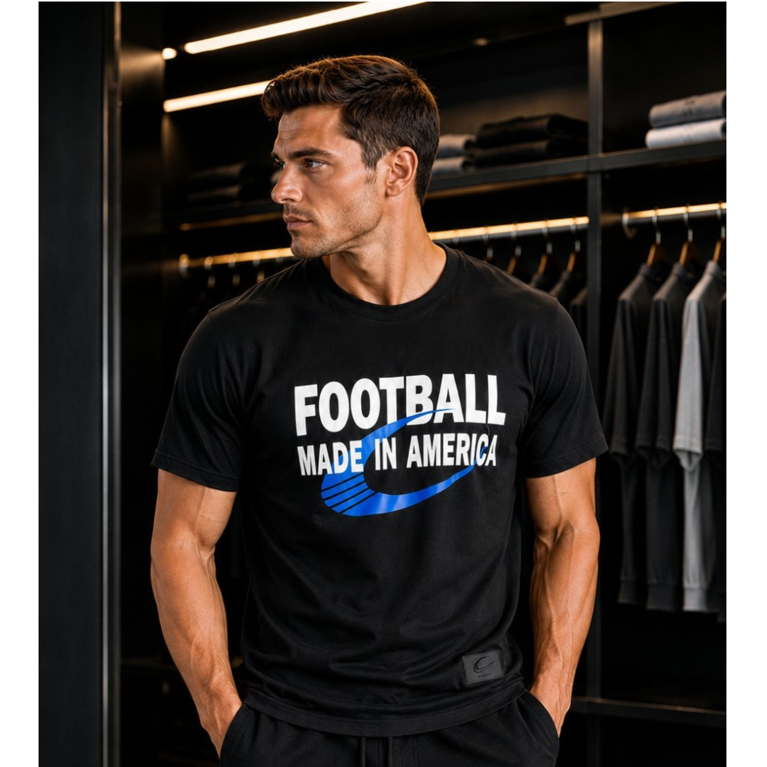Football Made In America™ — MIA Bold Blue Performance Tee