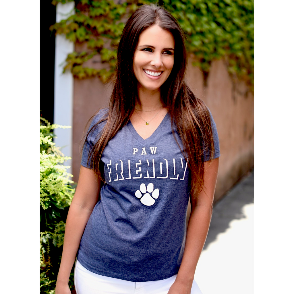 PAW FRIENDLY™ V-Neck Tee – Heather Blue